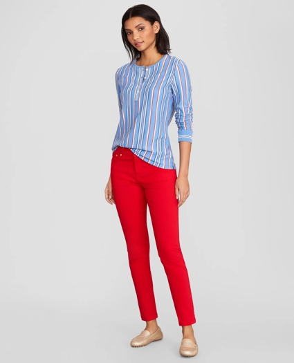 Striped Supima® Cotton Jersey Henley Tunic, image 2