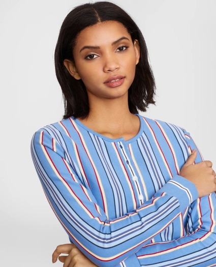 Striped Supima® Cotton Jersey Henley Tunic, image 3