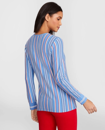 Striped Supima® Cotton Jersey Henley Tunic, image 4