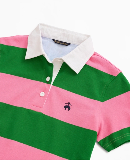 Cotton Pique Rugby Stripe Polo Shirt, image 2
