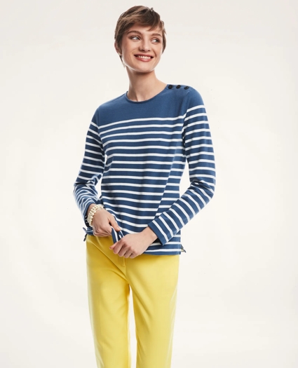 Cotton Mariner Stripe Long Sleeve Tee, image 1