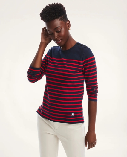 Cotton Mariner Stripe Long Sleeve Tee, image 1