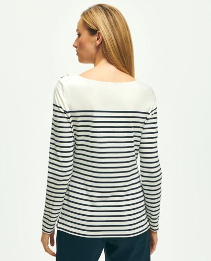 Cotton Modal Mariner Stripe Boatneck Top, image 3