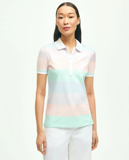Supima® Cotton Stretch Stripe Pique Polo Shirt, image 1