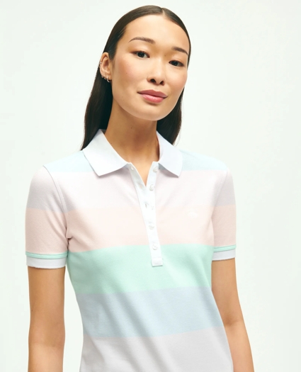 Supima® Cotton Stretch Stripe Pique Polo Shirt, image 5