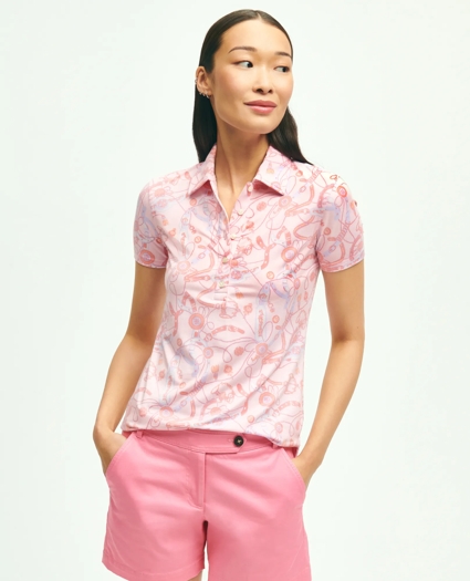Equestrian Print Jersey Knit Polo Shirt, image 1