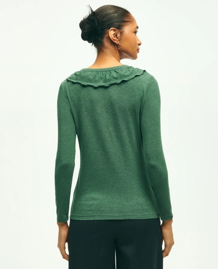 Long Sleeve Cotton Modal Ruffled Top, image 3