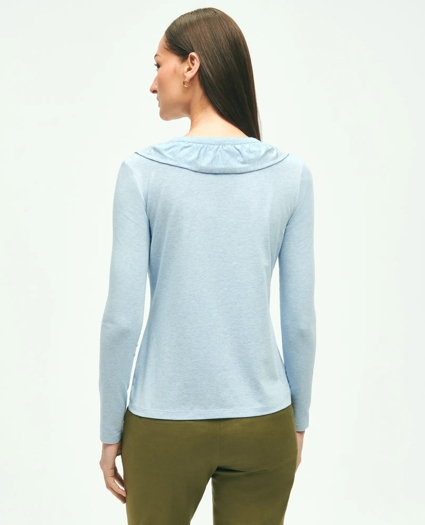 Long Sleeve Cotton Modal Ruffled Top, image 3