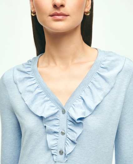 Long Sleeve Cotton Modal Ruffled Top, image 2