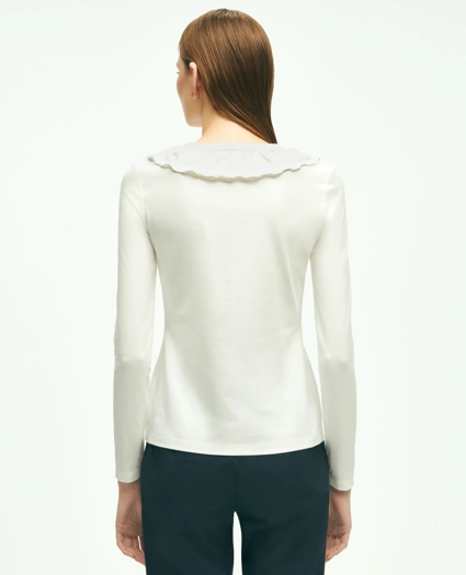 Long Sleeve Cotton Modal Ruffled Top, image 2