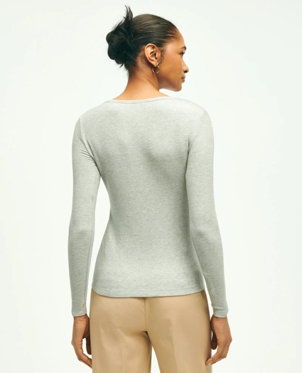 Long Sleeve Jersey Ribbed Scoop Neck Top, image 3