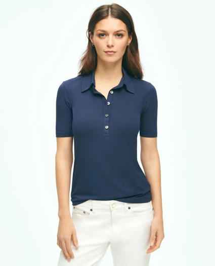Short-Sleeve Jersey Knit Polo Shirt, image 1