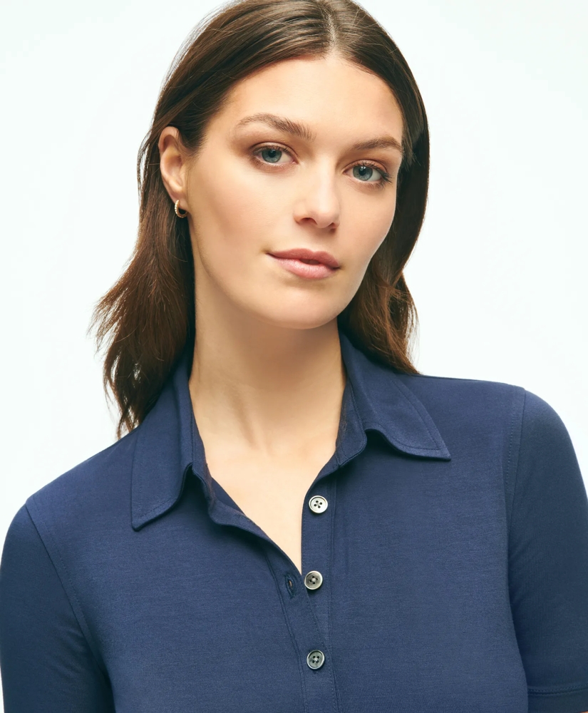 Short-Sleeve Jersey Knit Polo Shirt, image 2