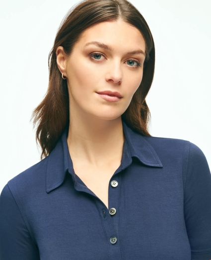 Short-Sleeve Jersey Knit Polo Shirt, image 2
