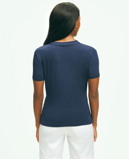 Short Sleeve Draped Faux Wrap Top, image 4