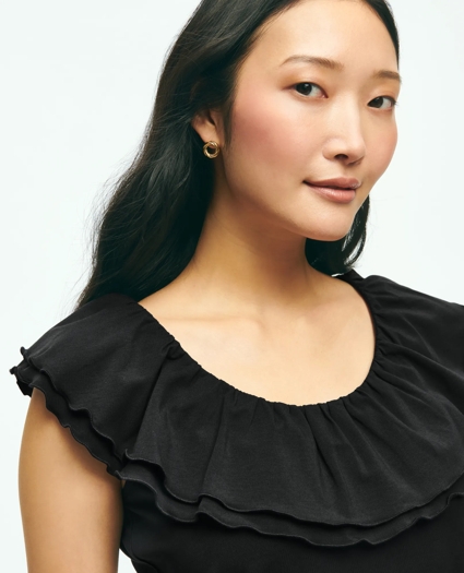 Ruffle Collar Sleeveless Top In Cotton Modal Jersey, image 2