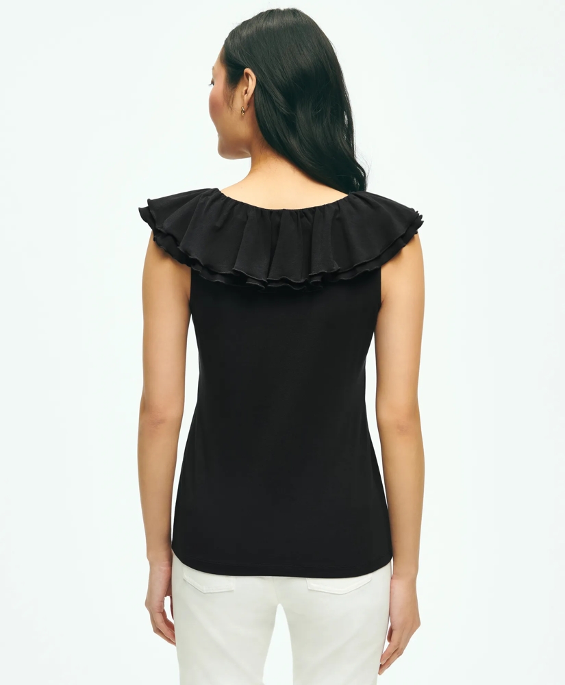 Ruffle Collar Sleeveless Top In Cotton Modal Jersey, image 3