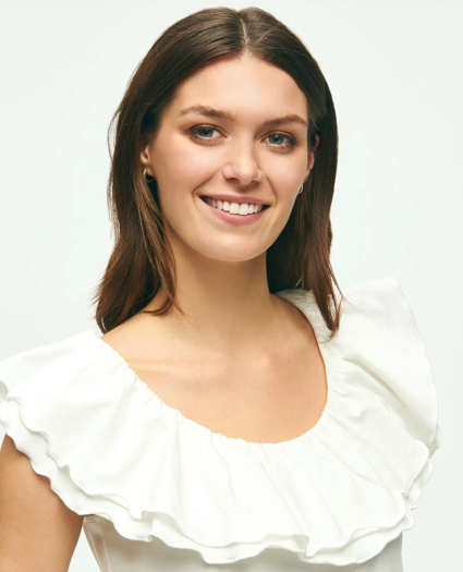 Ruffle Collar Sleeveless Top In Cotton Modal Jersey, image 2