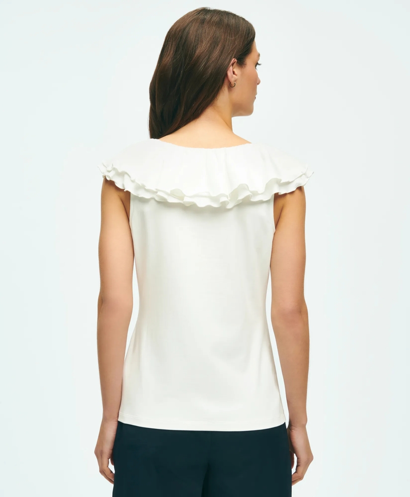 Ruffle Collar Sleeveless Top In Cotton Modal Jersey, image 3