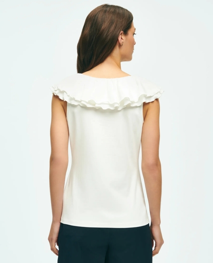 Ruffle Collar Sleeveless Top In Cotton Modal Jersey, image 3