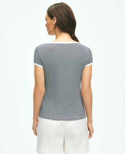 Ribbed Striped Short-Sleeve Top, image 3