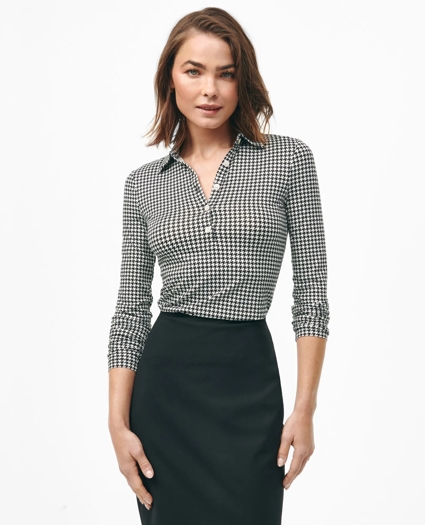 Long Sleeve Patterned Polo, image 2
