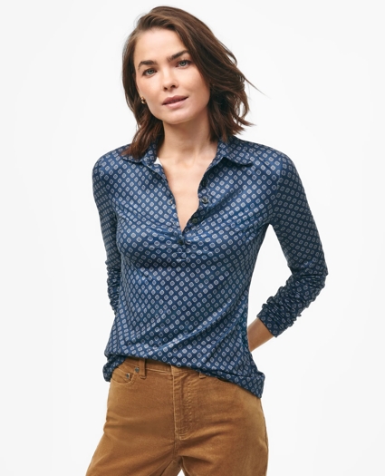 Jersey Polo in Seasonal Print, image 1