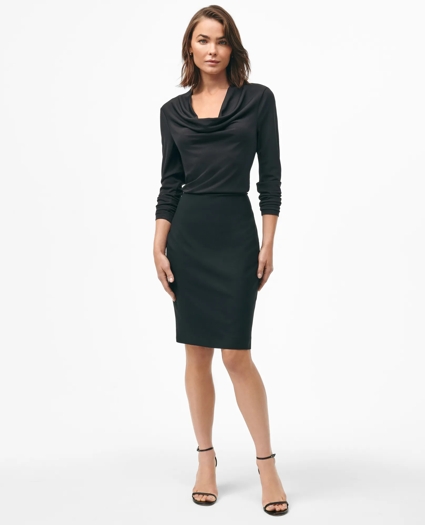 Cowl Neck Long-Sleeve Top in Ponte Knit, image 3