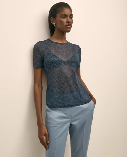 Lace Unlined Short-Sleeve Shirt, image 1