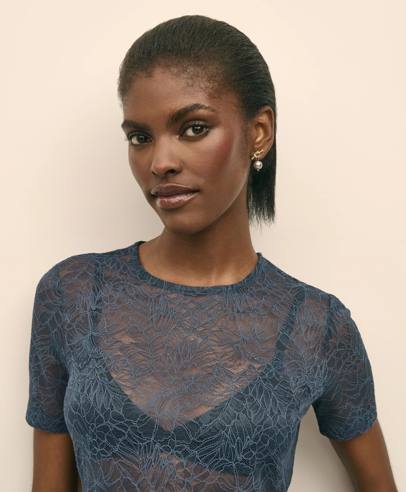 Lace Unlined Short-Sleeve Shirt, image 4