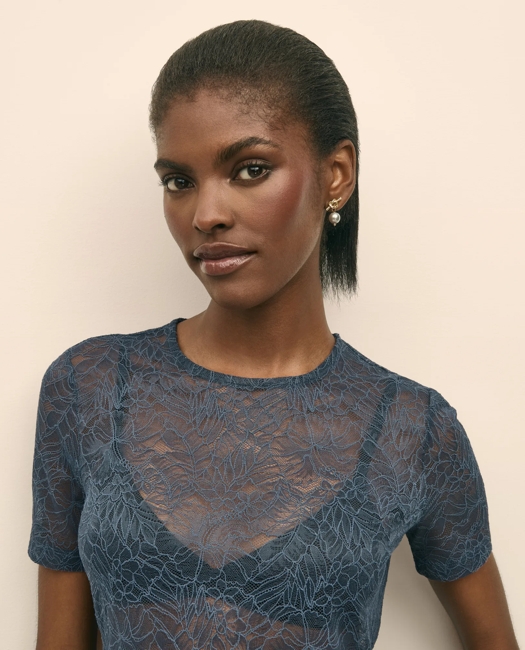 Lace Unlined Short-Sleeve Shirt