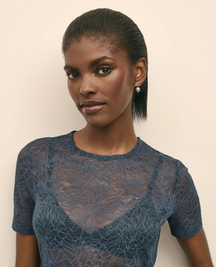 Lace Unlined Short-Sleeve Shirt, image 4