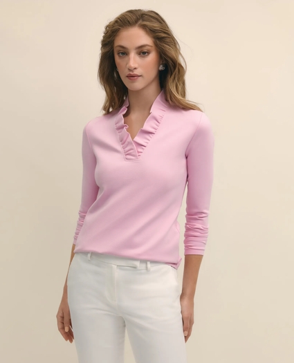 Ruffle V-Neck Long-Sleeve Top, image 3