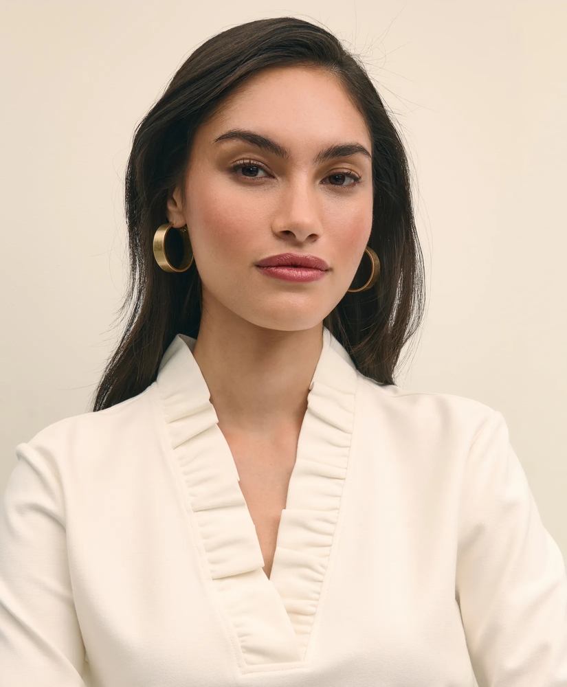 Ruffle V-Neck Long-Sleeve Top, image 4