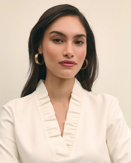 Ruffle V-Neck Long-Sleeve Top, image 4