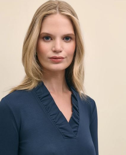 Ruffle V-Neck Long-Sleeve Top, image 2