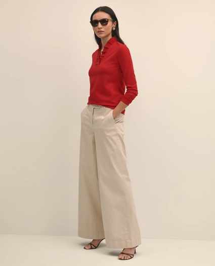 Ruffle V-Neck Long-Sleeve Top, image 1