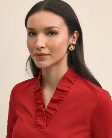 Ruffle V-Neck Long-Sleeve Top, image 2