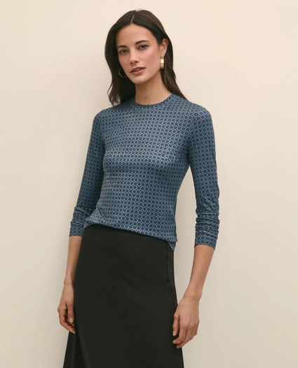 Buttery Soft Long-Sleeve Tee in Foulard Print, image 1