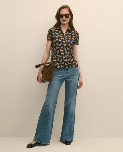 Knit Polo Shirt in Horse Print, image 2