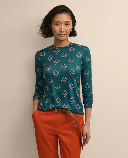 Drapey Printed Long-Sleeve T-Shirt, image 1