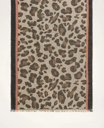 Wool Blend Leopard Print Scarf, image 2