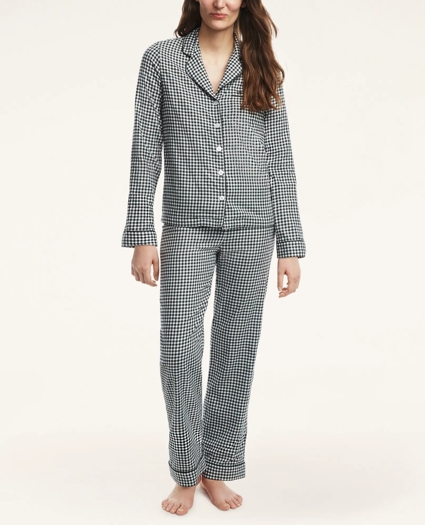 Brushed Cotton Gingham Pajama Set, image 1