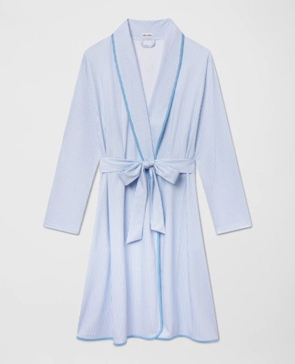 Brooks Brothers X LAKE Women's Belted Bathrobe in Classic Blue Oxford Stripe, image 1