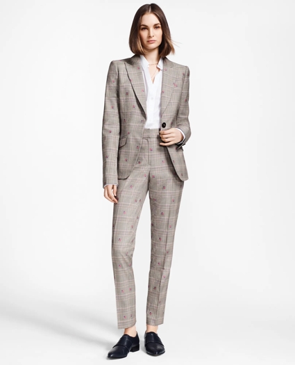 Floral Plaid Jacquard Ankle Pants, image 2