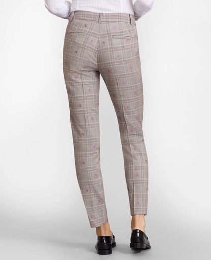 Floral Plaid Jacquard Ankle Pants, image 3