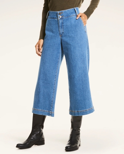 Denim Cropped Culotte, image 1