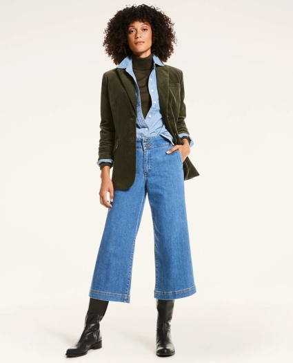 Denim Cropped Culotte, image 2