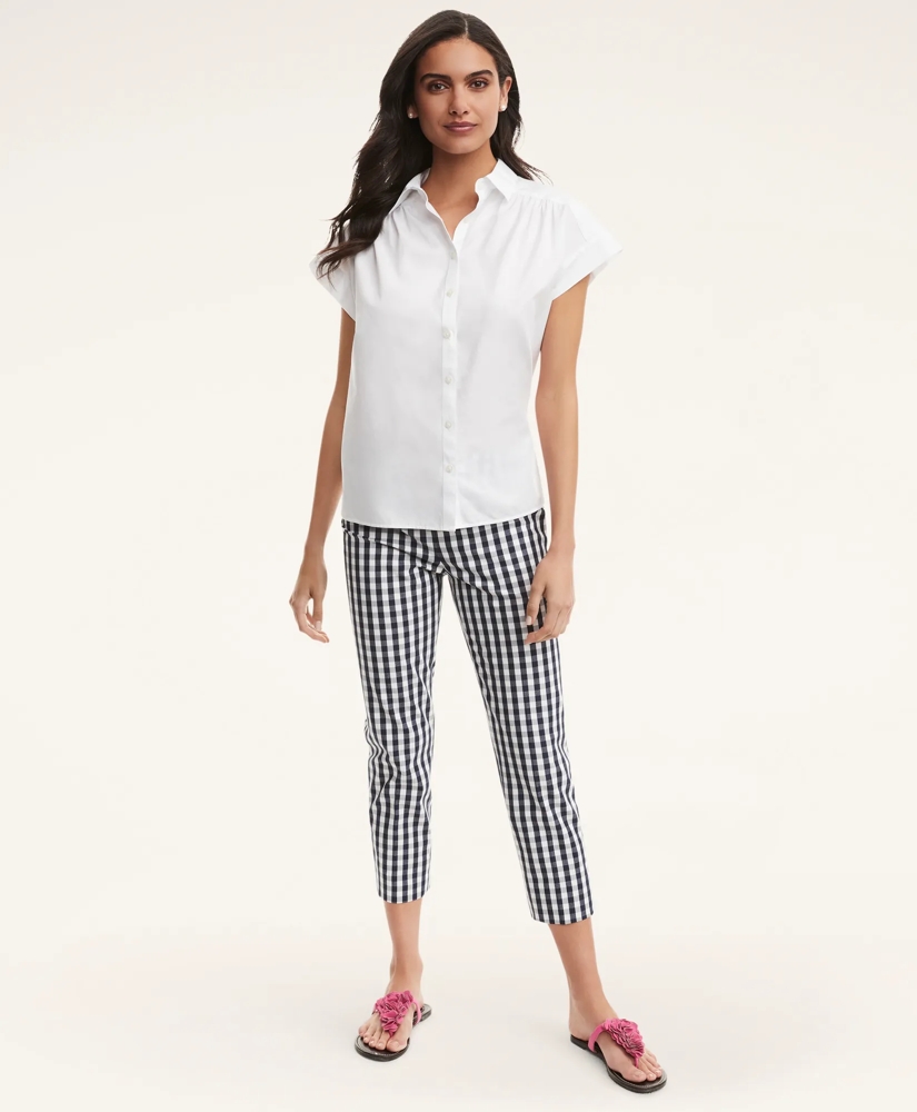 Stretch Cotton Slim Gingham Pants, image 2