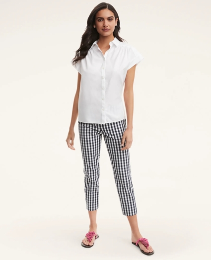 Stretch Cotton Slim Gingham Pants, image 2